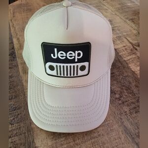 New trucker hat, Khaki color, Unisex, one size, adjustable back.